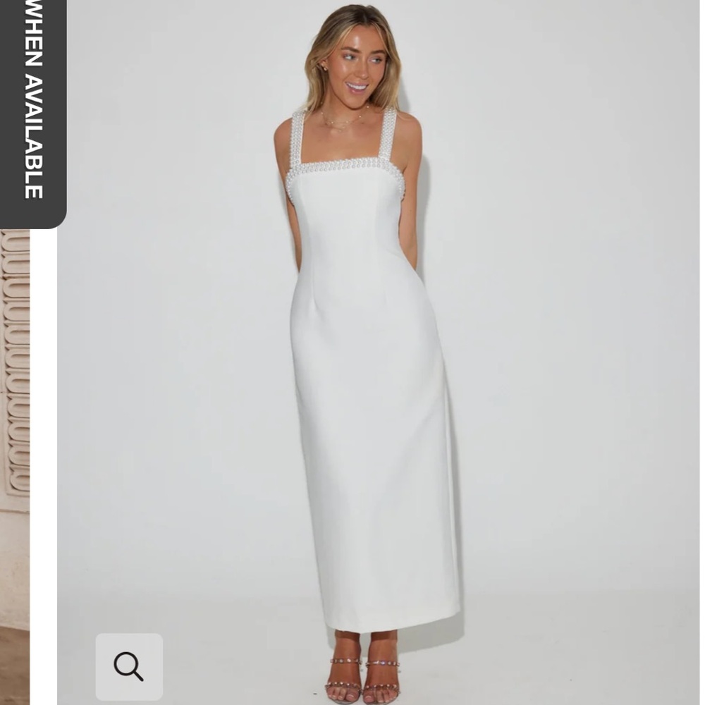 NWT Odd Muse London The Ultimate Muse Pearl Trim Midi Dress White Size XS
